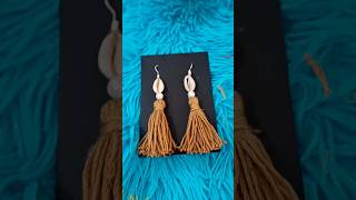 Earrings with cowrie shell n threadshortsshortvideodiycraftnavratrijwellerycreativeviralart [upl. by Enniroc540]