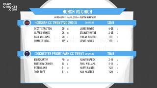 Horsham CC Twenty20 2nd XI v Chichester Priory Park CC Twenty20 2nd XI [upl. by Naehs]