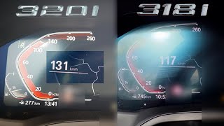 BMW G20 320i vs G20 318i 0100 kmh Beschleunigung 060 mph acceleration battle [upl. by Suiravat]