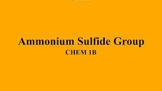 Qualitative Analysis  The Ammonium Sulfide Group [upl. by Eittel363]