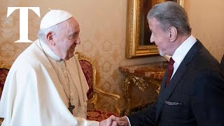 Sylvester Stallone meets the Pope in the Vatican [upl. by Zaller776]