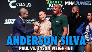 UFC Legend Anderson Silva Appears as Interpreter at Jake Paul vs Mike Tyson Weighins [upl. by Nickola]