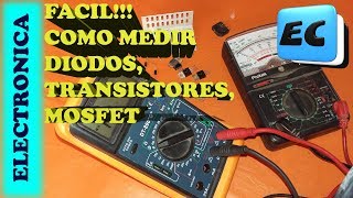 Como medir diodos transistores y mosfet con un tester Muy Facil [upl. by Pearlman]