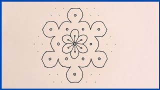 kolam designs with dots pulli vacha kolam flower rangoli designs poo kolam with dots rangoli [upl. by Chae]