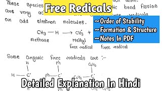 Free Radicals  Order of Stability  Formation And Structure of Free Redicals  MScNotes [upl. by Moran]