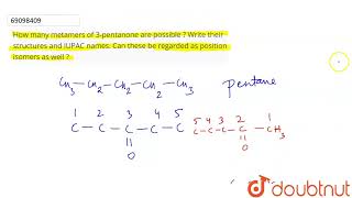 How many metamers of 3pentanone are possible Write their structures and IUPAC names Can these [upl. by Ajup]