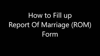 How to Fill Up Report Of Marriage Form [upl. by Nivat]