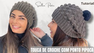 Touca Gorro de Croche Ponto Pipoca Suellen Pontes [upl. by Relly]