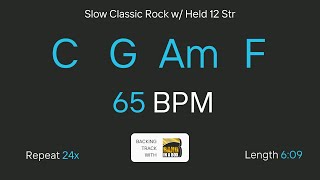 C G Am F at 65 bpm  Easy Play Along  Slow Classic Rock  Backing Track [upl. by Aseena]