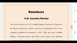 Samskara  U R Ananthmurthy Thematic Analysis by Dr Himanshu Kandpal [upl. by Demaggio]