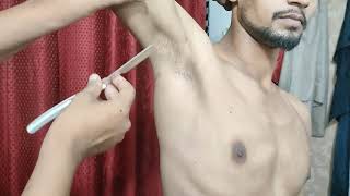 Full armpit clean shaveArmpit shave tutorialarmpit shavingwax armpitstraight razor armpit shave [upl. by Tena]