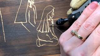 Carving amp Pyrography Time Lapse  Nativity Art “The Light” [upl. by Aennil]