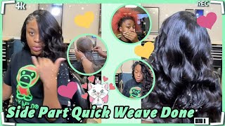 HOW TO DO SIDE PART QUICK WEAVE NO LEAVE OUT  HAIR DYE  CURL TUTORIAL FTULAHAIR [upl. by Constantine783]