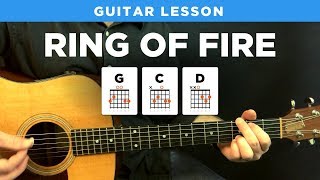 🎸 Ring of Fire • Johnny Cash guitar lesson w tabs easy [upl. by Sair487]