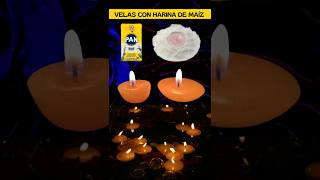 🤯 Cómo hacer VELAS FLOTANTES en casa sin MOLDES usando harina de maíz 🕯️🌽 [upl. by Vina]