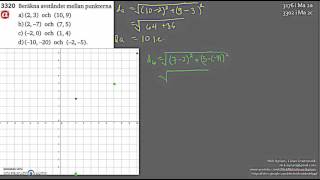 Matematik 5000 Ma 2a  Kapitel 3  Geometri och algebra  Avståndsformeln  3176 [upl. by Egerton610]