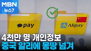 quot거래내역까지 몽땅quot…카카오페이 중국 알리에 4천만 고객 정보 넘겼다 MBN 뉴스7 [upl. by Lorollas]