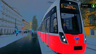 TramSim Route 1 StefanFadingerPlatz To Prater Hauptallee Part 1 [upl. by Yeleak]