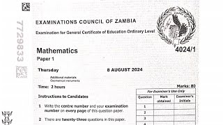 2024 GCE MATHEMATICS PAPER 1 2024 PART 1 G12 [upl. by Mozelle]