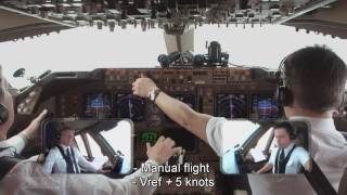 Pilotseyetv  Lufthansa Boeing 747400  Approach amp Landing into Frankfurt English Subtitles [upl. by Kamerman482]