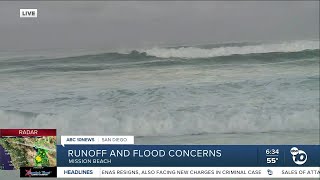 Rain leads to runoff flooding concerns in Mission Beach [upl. by Aniles845]