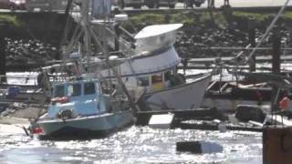 Tsunami destroys Crescent City Harbor 31111 HD [upl. by Hooker]