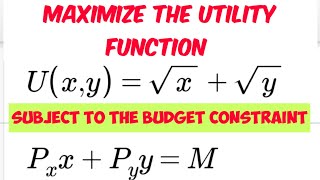 Utility Maximization problem constrained optimization in economics MRS indifferencecurve [upl. by Gluck]