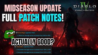 BUFFS TO EVERYTHING  FULL MIDSEASON PATCH NOTES Diablo 4 [upl. by Ecniv]