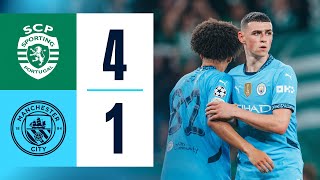 HIGHLIGHTS Sporting CP 41 Man City  Foden Gyorkeres hattrick amp Araujo goals [upl. by Retep]