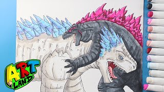 How to Draw Godzilla vs Shimo [upl. by Anglim]