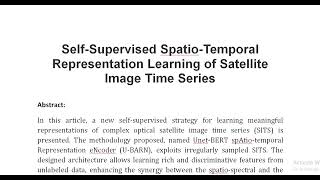 Self Supervised Spatio Temporal Representation Learning of Satellite Image Time Series [upl. by Allare]