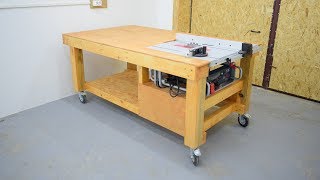 Homemade Table With Built Saw  Workbench [upl. by Nodla]