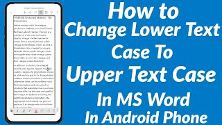 How to Change Letter Case in MS Word in Mobile Phone  Change Lower Case To Upper Case in Android [upl. by Daberath]