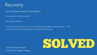 Recovery  Your PCDevice needs to be repaired SOLVED [upl. by Ydniahs]