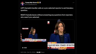 Tired and haggard looking Kamala Harris only answers preselected questions SHE SLAMMED THE WALL [upl. by Raimes]