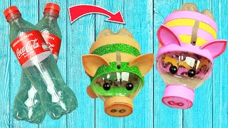 recycled craft ideas plastic bottles  How to make piglets with recycled plastic bottles [upl. by Anyat899]