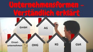 Unternehmensformen einfach erklärt  Rechtsformen Einzelunternehmen OHG KG GbR GmbH AG [upl. by Clerk]