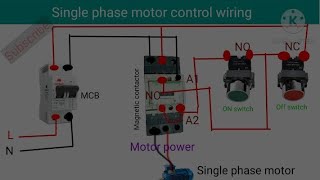 Single phase motor connection with magnetic contactorSinglephase motor with contactor wiring diagra [upl. by Jade]