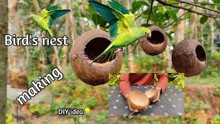 DIY Bird nest  how to make bird nest with coconut shell [upl. by Eniamsaj]