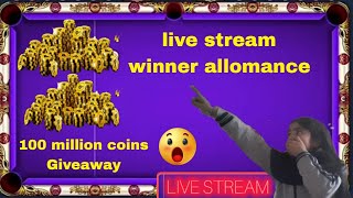 8 Ball Pool live stream 100 million coins makin gwinner account mein [upl. by Nochur]