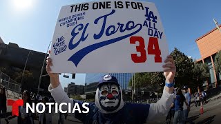 Fernando Valenzuela no podía faltar en la fiesta de los Dodgers por Los Ángeles  Noticias Telemundo [upl. by Ezekiel]