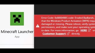 Fix Minecraft Launcher Error Code Eroded Badlands Error 0x80004005 On PC [upl. by Yarased]