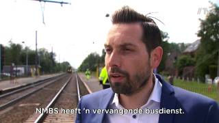 Afgerukte bovenleiding in Oudegem [upl. by Novaj832]