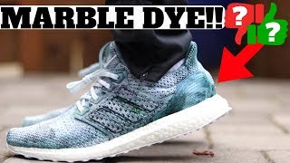 SNEAKER CUSTOM HOW TO MARBLE DYE SNEAKERS ULTRA BOOST TUTORIAL [upl. by Nadnerb]