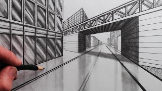 How to Draw a Road and Bridge in 2Point Perspective [upl. by Craner]