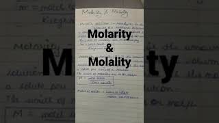 Molarity vs molality Formula and definitions class 11 [upl. by Lora]