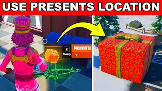 USE PRESENTS  ALL PRESENTS LOCATIONS WINTERFEST CHALLENGES FORTNITE [upl. by Kittie]