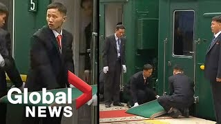 Kim Jong Uns staff struggles to line train up with red carpet [upl. by Castara]