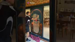 Window cleaning satisfying hanuman [upl. by Airotkciv]