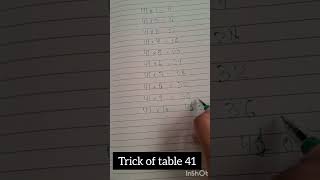 TRICK OF TABLE 41shortsfeedytshortsyoutubeshortslearningtablesmathstricks [upl. by Eidnahs]